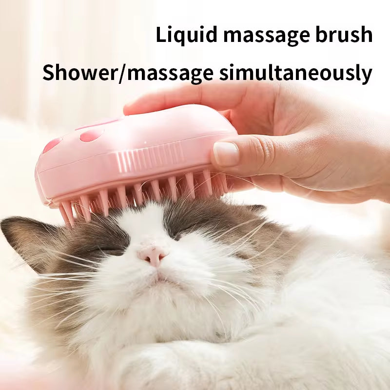 3-in-1 Electric Pet Grooming Brush – Steam Spray Comb for Cats and Dogs, Hair Removal & Massage