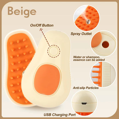 3-in-1 Electric Pet Grooming Brush – Steam Spray Comb for Cats and Dogs, Hair Removal & Massage