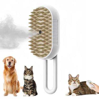 3-in-1 Electric Pet Grooming Brush – Steam Spray Comb for Cats and Dogs, Hair Removal & Massage